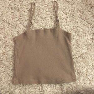 cropped ribbed pink tank top from aerie, size small